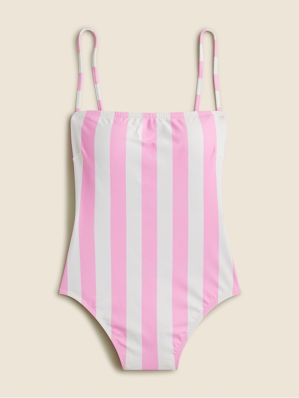 J. Crew Square Neck One Piece Swimsuit Pink White Stripe